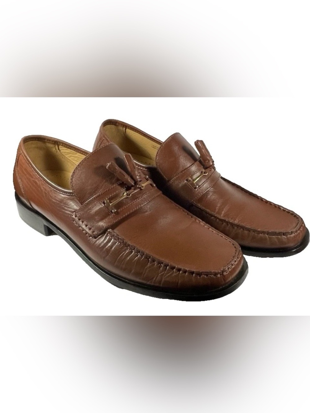 Stafford‎ Dress Shoes-Vintage-Loafers Men's 11-D Tassels Brown Leather-NWT